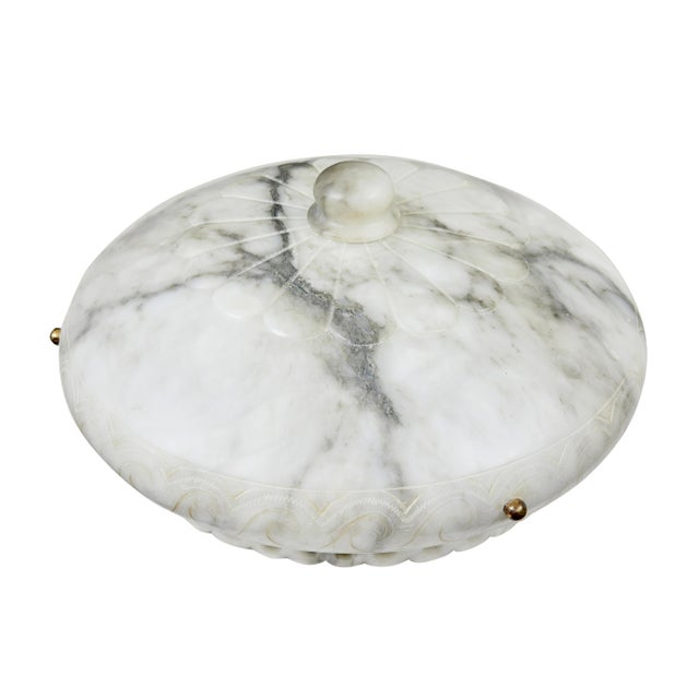 Art Deco Hand-Carved Alabaster Ceiling Light, 1930s For Sale - Image 6 of 12