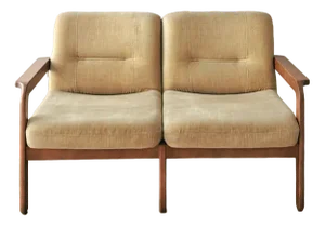 Mid-Century Two-Seater Sofa in Teak and Beige, 1960