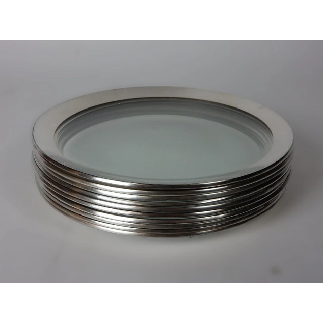 Mid-Century Modern Vintage Dorothy Thorpe design Sterling Silver Rim Glass Salad Plates - Set of 10 For Sale - Image 3 of 9