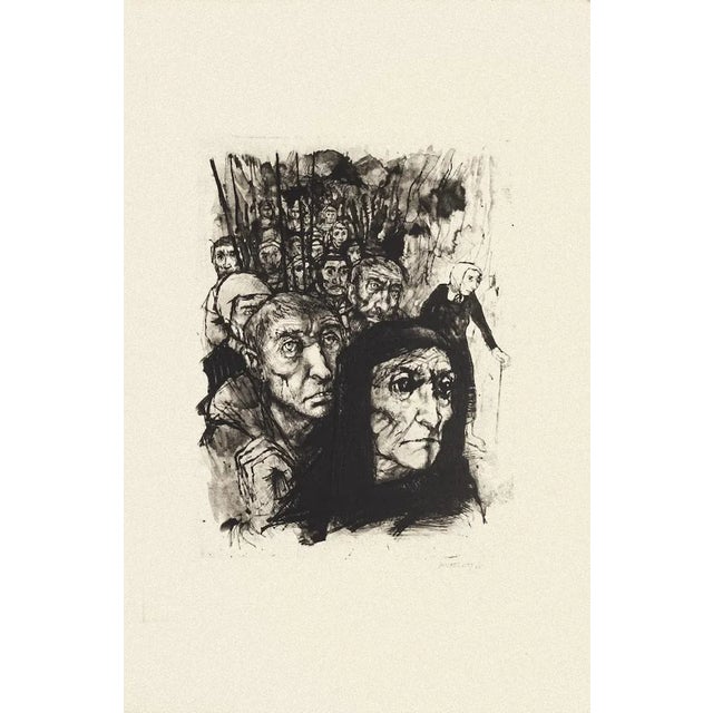 Figures is a black and white etching realized by the French artist Michel Ciry during the mid-20th century. Signed on the...