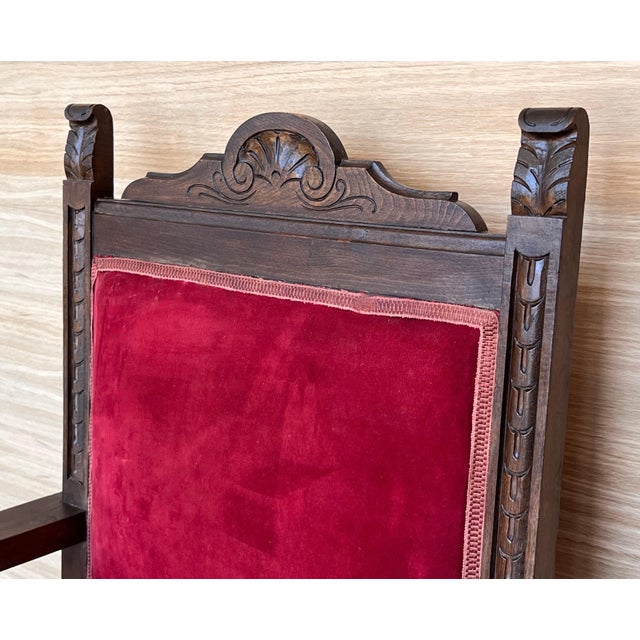 19th Century Spanish Colonial Altar Carved Armchair with Red Velve Seat and Back For Sale - Image 14 of 18