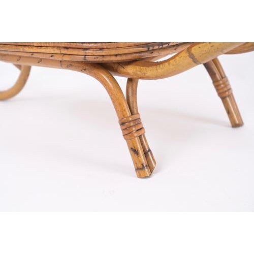 French Riviera Rattan Wheelbarrow Magazine Rack, Italy, 1960s For Sale - Image 9 of 16