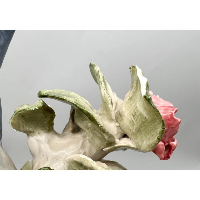 Pair of Vintage English Copeland Porcelain Bird Figurines — Bluebirds With Pink Blossoms — European / Cottagecore / Romantic For Sale - Image 11 of 14