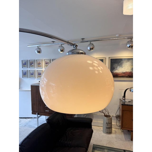 Mid-Century Modern Mid-Century Italian Adjustable Arc Lamp by Goffredo Reggiani for Reggiani with Shade fro Guzzini, 1970 For Sale - Image 3 of 9