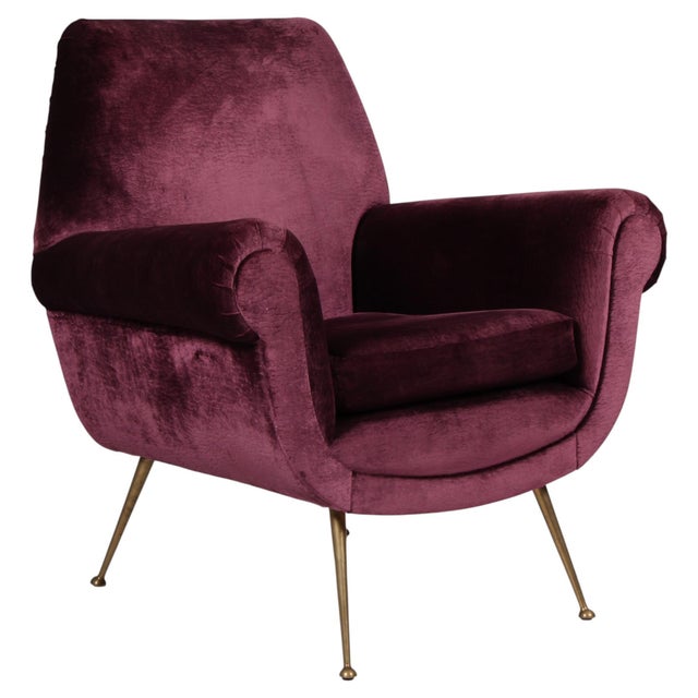 Blue Mid-Century Modern Italian Velvet Armchair by Gigi Radice for Minotti, 1950s For Sale - Image 8 of 8