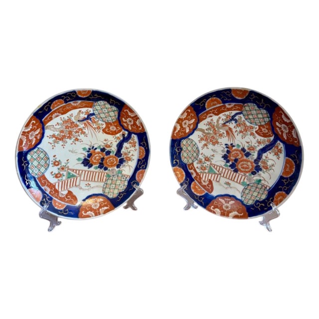 Antique Japanese Imari Plates, 1900, Set of 2 For Sale