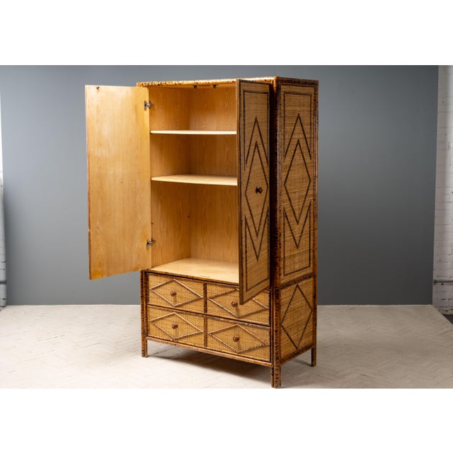 1970s Tortoiseshell Bamboo & Rattan Wardrobe For Sale - Image 4 of 18