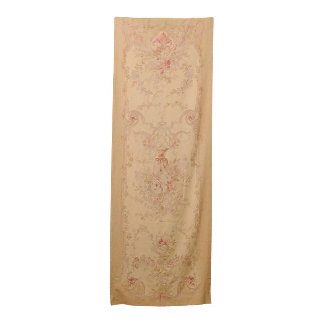 French 19th Century Vertical Hand-Woven Tapestry with Floral Décor and Volutes For Sale