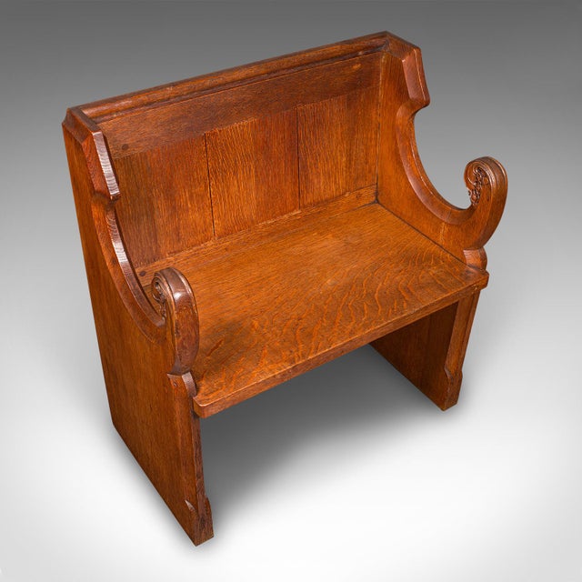 Antique Hall Settle, Scottish Oak Seat & a Half Bench, Gothic Revival, Victorian For Sale - Image 6 of 10