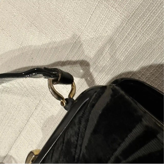 1950s Art Deco Black Velvet Italian Top Handle Bag For Sale - Image 12 of 13