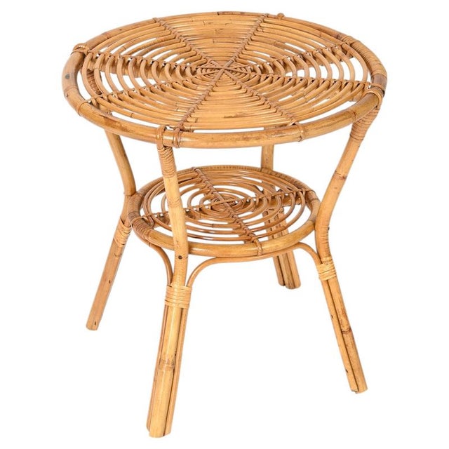 Mid-Century Italian Organic Round Coffee Table in Rattan and Wicker, 1960s For Sale - Image 14 of 14