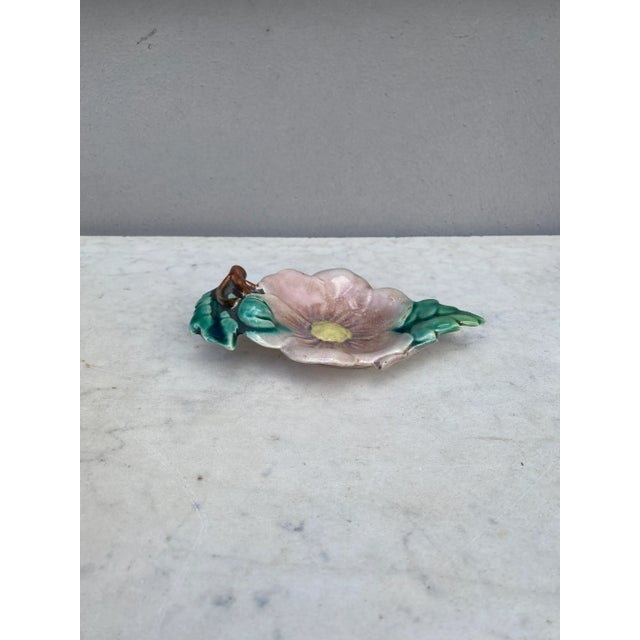 Small French Majolica Flower Dish Circa 1900 For Sale - Image 4 of 6