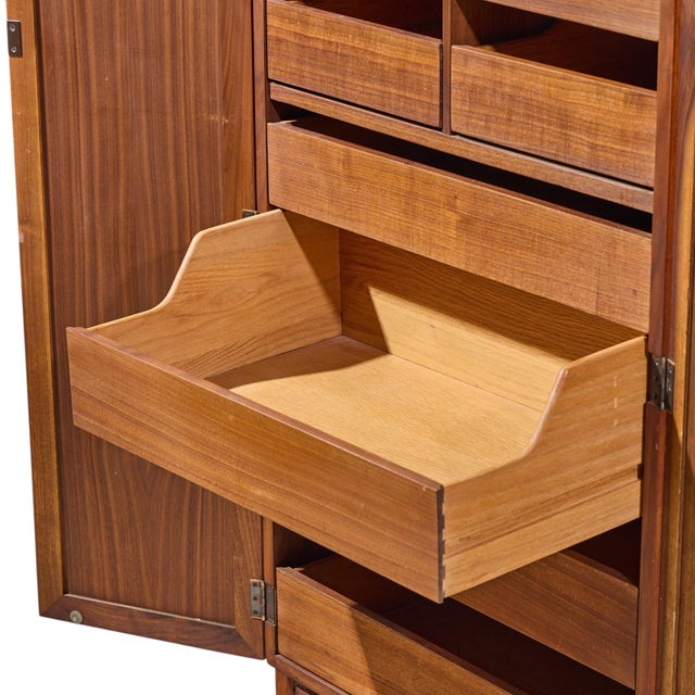 Brown Kipp Stewart for Calvin Mid Century Walnut and Cane Front Cabinet Armoire For Sale - Image 8 of 9