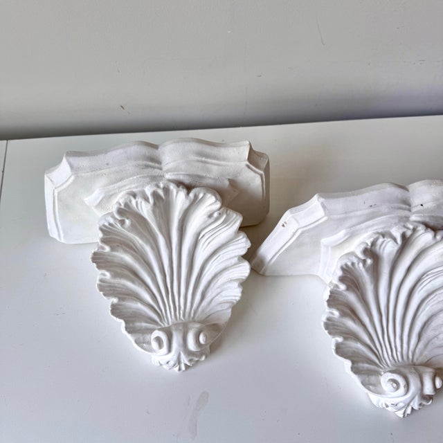 1980s Clam Shell Wall Brackets: A Pair For Sale - Image 4 of 7
