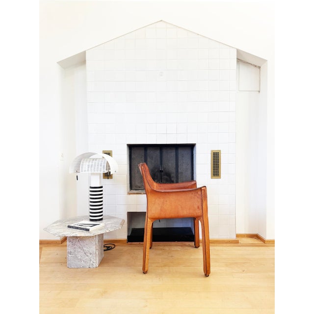 Fabulous Cognac, natural leather Color, original Mario Bellini for Cassina 413 Cab Armchair / Captain Chair Model, One...