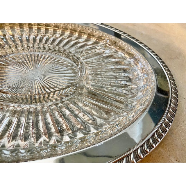 English English Silver & Glass Platter For Sale - Image 3 of 6