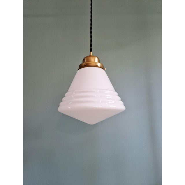 Art Deco Pendant Light in Conical White Opaline Glass from Philips, 1930 For Sale - Image 13 of 13