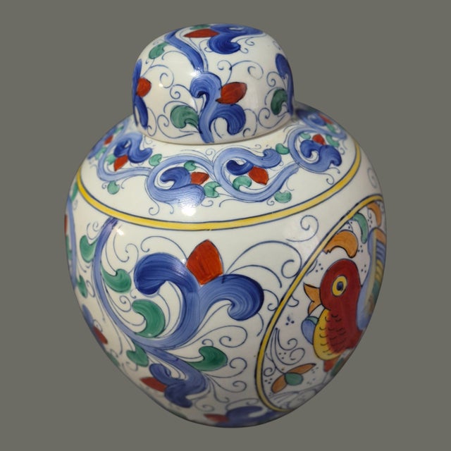 Late 20th Century Vintage Asian Hand Painted Porcelain Chinoiserie Ginger Jar Bird Motif Marked For Sale - Image 5 of 9