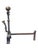 Antique Spanish Revival fireplace andirons with aged brass spherical finials and dark patinated wrought iron frames. Each...