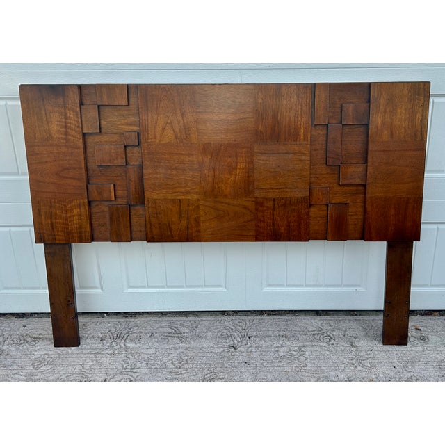 Vintage (1970's) Queen/Full Headboard has an MCM Style. Made by Lane Furniture and part of the Staccato Brutalist...