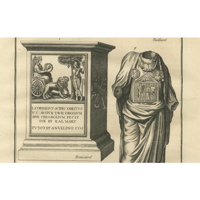 After Bernard de Montfaucon, Roman Funerary Monument and Relief Sculpture, 1721, Engraving For Sale - Image 3 of 9