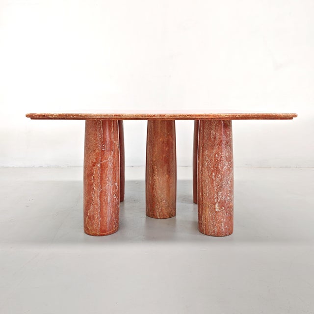 Mid-Century Modern Square Model Colonnato Table in Red Travertine Marble by Mario Bellini for Cassina, 1970s For Sale - Image 3 of 18