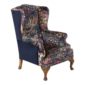 19th Century English Mahogany Wingback Armchair in Liberty Fabric