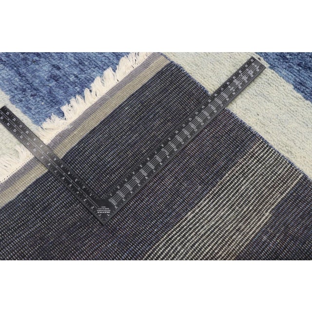 Abstract Blue Moroccan Style Rug - 09'00 X 12'08 For Sale In Dallas - Image 6 of 10