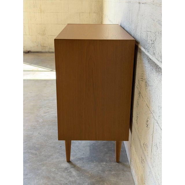 Wood Oak Sideboard Credenza With Sliding Doors and Top Drawer Vintage Mid-Century Modern 1960s For Sale - Image 7 of 10