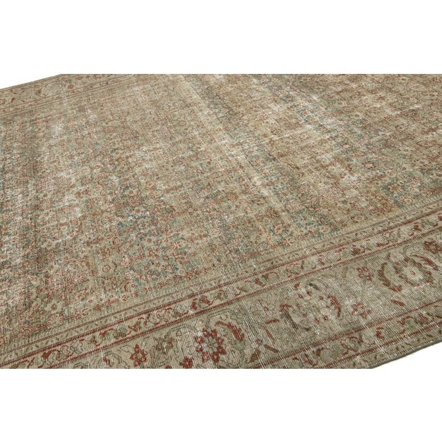 Late 19th Century Antique Persian Mahal Oversized Wool Rug in Blue With Allover Design For Sale - Image 5 of 11