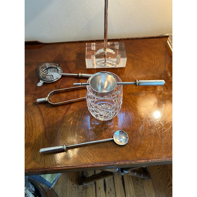 Gio Ponti Vintage Gio Ponti Silver Plate Cocktail Tools in Lucite Stand, Made in Italy- 5 Pieces For Sale - Image 4 of 5