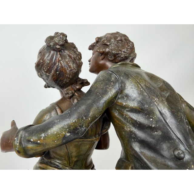 Antique 19th Century French Patinated Bronzed Spelter Jour de Fete Sculpture by L. & F. Moreau For Sale - Image 13 of 17