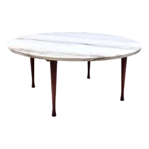 Mid Century Modern Round Italian Marble Cocktail Table