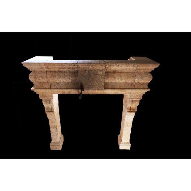 20th Century French Limestone Fireplace with Stacked Molding and Sculpted Jambs For Sale - Image 6 of 6