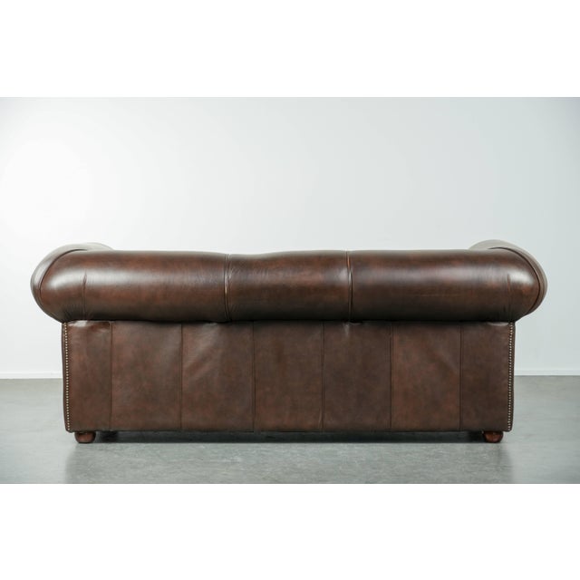 Chesterfield Sofa and Chair in Cowhide Leather, Set of 2 For Sale - Image 4 of 18