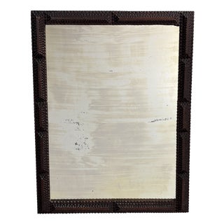 Antique Tramp Art Folk Art Distressed Mirror, Belgian, 1890s For Sale
