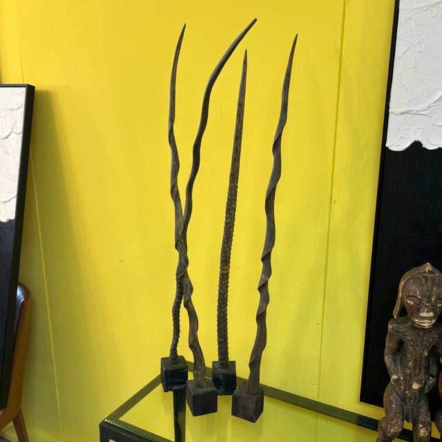 Asymmetrical Faux Antler Carved Wood 4-Part Sculpture For Sale - Image 9 of 11