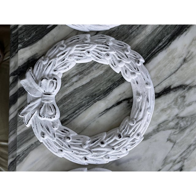 French Country Vintage Cast Metal Christmas Wreaths - a Trio For Sale - Image 3 of 6
