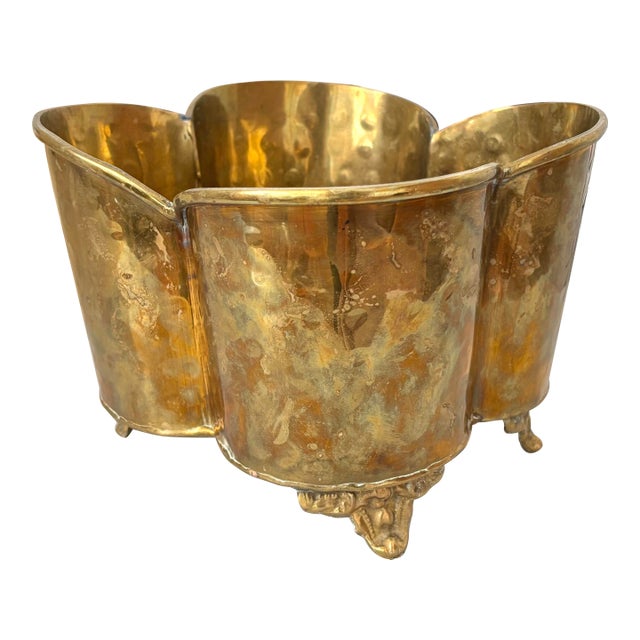 Brass Planter Cachepot With Feet For Sale