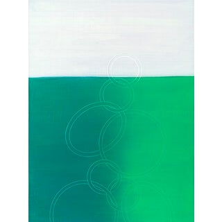 Rebecca Koury Original "Blended Wave" Green Grey Wave Contemporary Abstract Painting, Acrylic on Canvas/Panel, Carmel California Art, 2024 For Sale