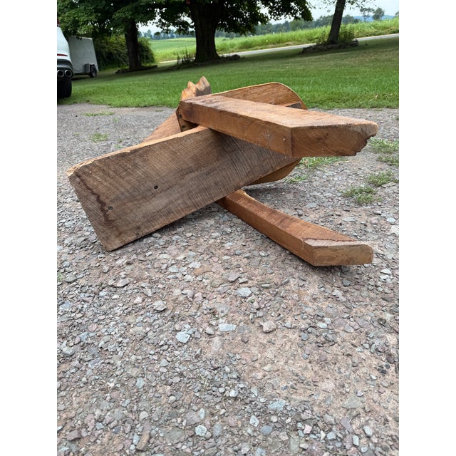 Vintage Primitive Live Edge Slab Stargazer Viking Chair (47x12) For Sale - Image 18 of 18