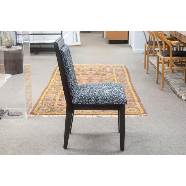 Modern Barbara Barry for Baker Set of 10 Lacquered Black & White Fabric Dining Chairs For Sale - Image 3 of 11