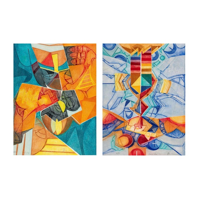 Mid-Century Modern Gerard Fitremann (French, B. 1946) — Pair of Signed Etchings With Aquatint, Limited Edition 38/90 & 61/90, 30" X 22" For Sale - Image 3 of 18