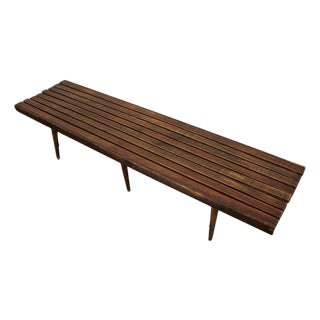 Late 20th Century Walnut Slat Bench For Sale
