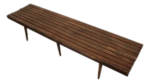 Late 20th Century Walnut Slat Bench