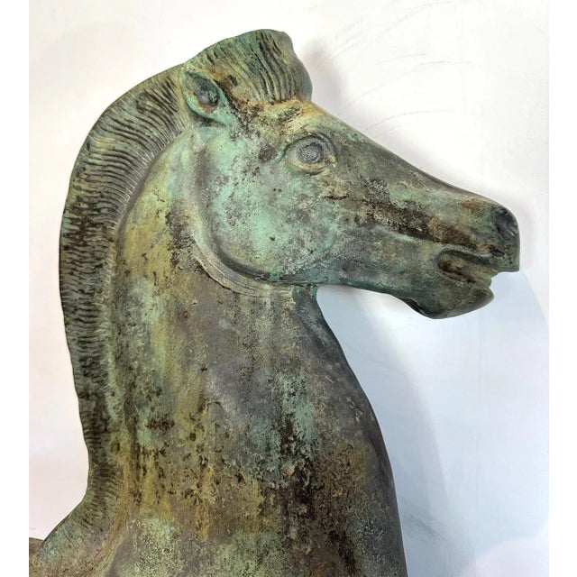 Late 20th Century Verdigris Bronze Horse Fragment For Sale - Image 5 of 9