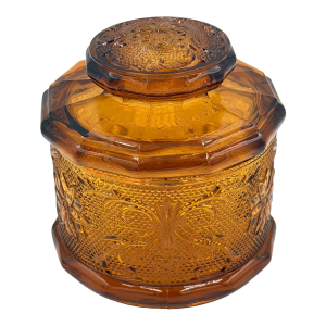 1960s Indiana Sandwich Glass Tiara Amber Canister & Lid