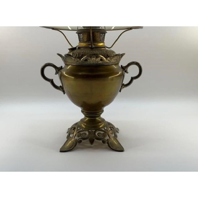 Bradley Hubbard Antique Victorian Bradley & Hubbard Oil Lamp With White Milk Glass Shade For Sale - Image 4 of 9