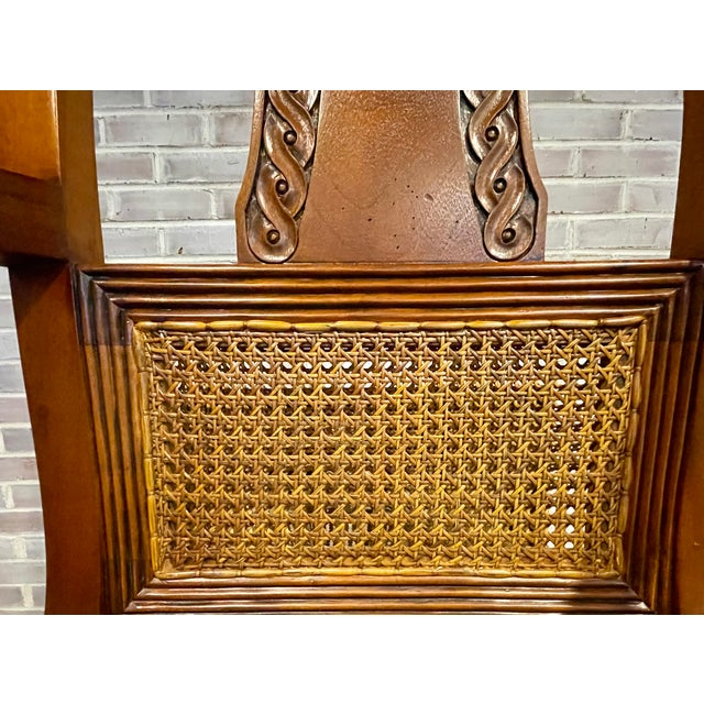 Vintage Regency Style Carved Mahogany Armchair With Mint Condition Cane For Sale - Image 4 of 18