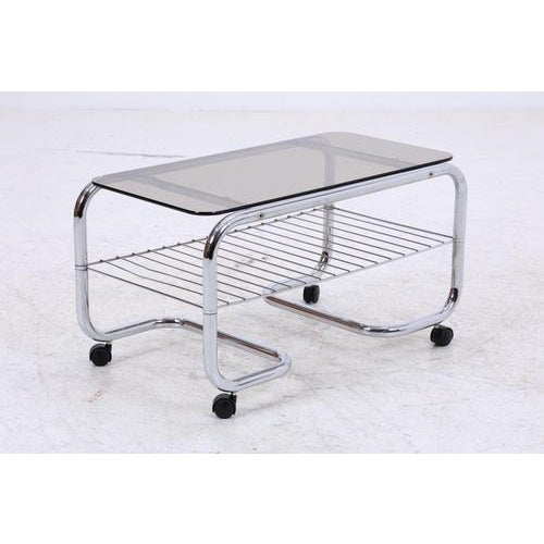 Mid-Century Serving Trolley with Chrome Frame and Glass Top, 1970s For Sale - Image 11 of 13
